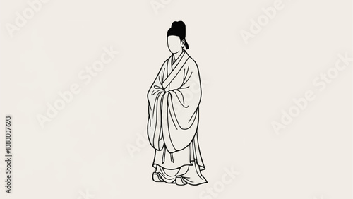 Traditional Chinese man wearing ancient Hanfu clothing illustration.