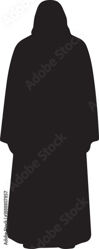 Mantle and hood silhouette black and white cloak garment vector illustration line art graphic