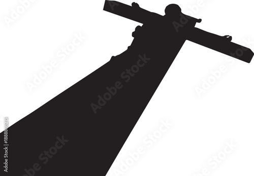 Person carrying cross, religious burden, sacrifice, christianity vector silhouette illustration