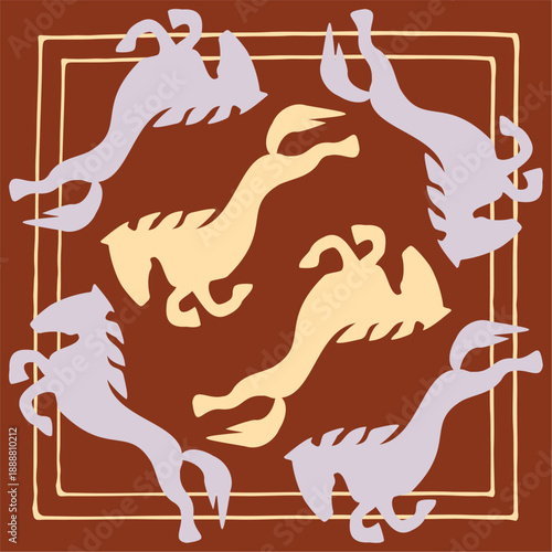 Ethnic patterns. Traditions of nomads, Kazakh steppes, Asian Mongolian Caucasus