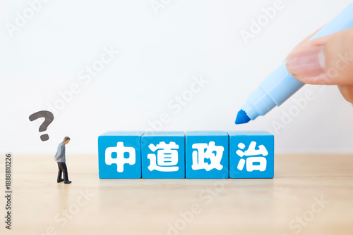 Foto 中道政治とは何かを問う疑問と質問のコンセプト。