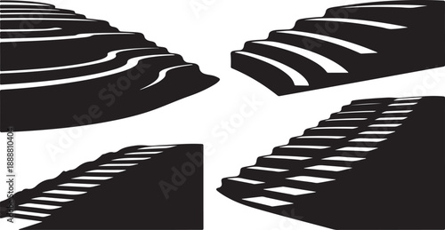 Black and white illustration of abstract shapes and patterns