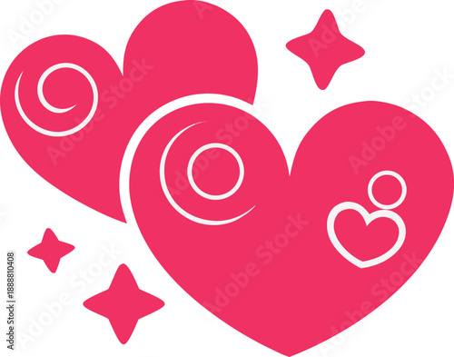 Two hearts with stars, representing love and connection