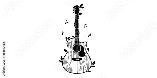 Sustainable Acoustic Guitar Folk Music Silhouette