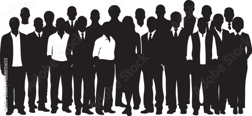 Silhouette of diverse business people standing together in unity