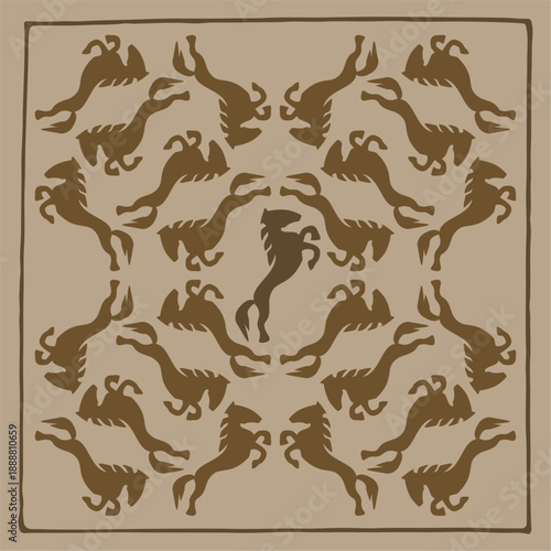 Ethnic patterns. Traditions of nomads, Kazakh steppes, Asian Mongolian Caucasus