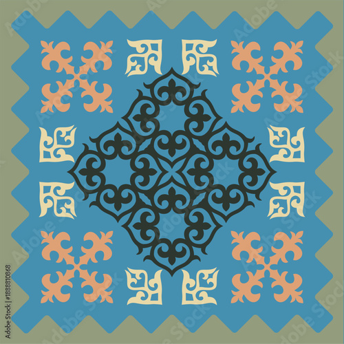 Ethnic patterns. Traditions of nomads, Kazakh steppes, Asian Mongolian Caucasus