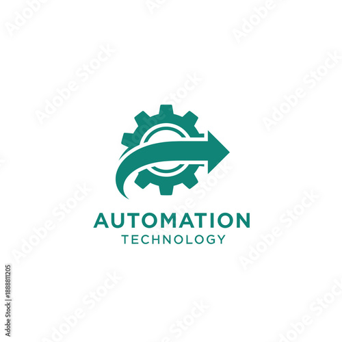 Automation technology concept with gear and arrow illustration representing innovative industry solutions