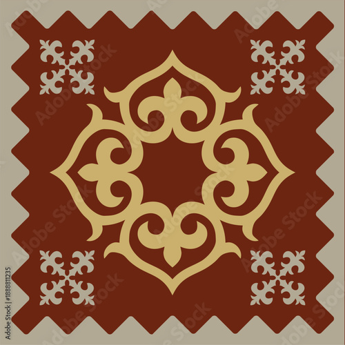 Ethnic patterns. Traditions of nomads, Kazakh steppes, Asian Mongolian Caucasus