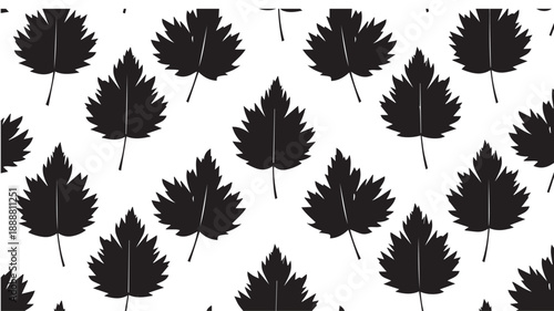 Seamless Maple Leaf Silhouette Pattern: Black Autumn Foliage Background for Fall Graphic Designs