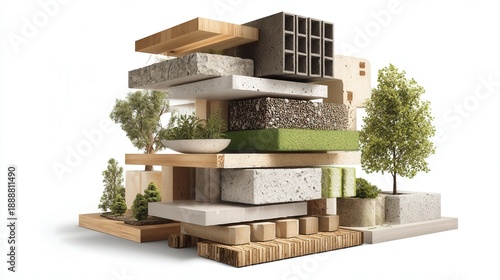 Wallpaper Mural eco friendly building material cross section isolated on white background Torontodigital.ca