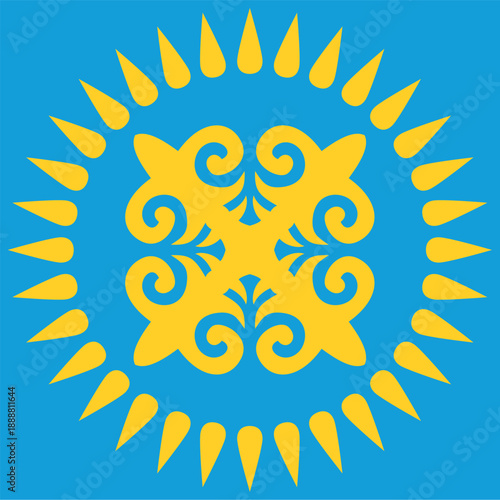 Ethnic patterns. Traditions of nomads, Kazakh steppes, Asian Mongolian Caucasus