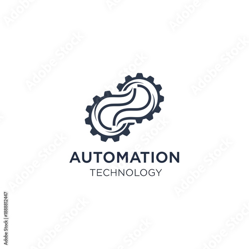 Automation Technology Concept with Gear and Streamlined Elements