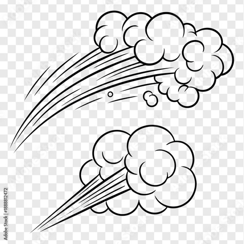 Cartoon smoke or wind effect with speed lines