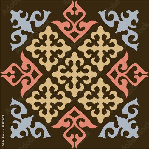 Ethnic patterns. Traditions of nomads, Kazakh steppes, Asian Mongolian Caucasus