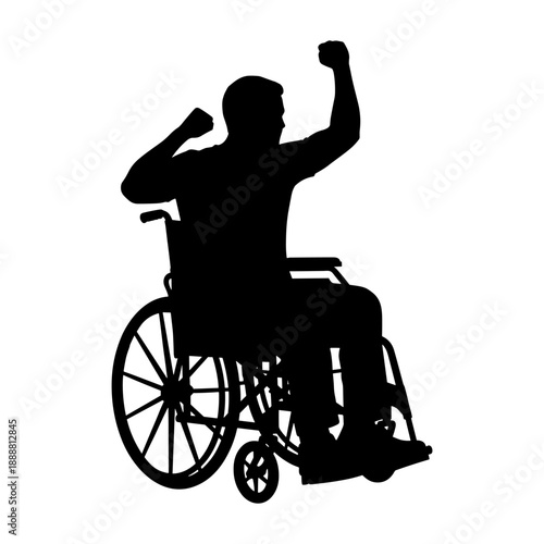 Triumphant Person in Wheelchair Silhouette