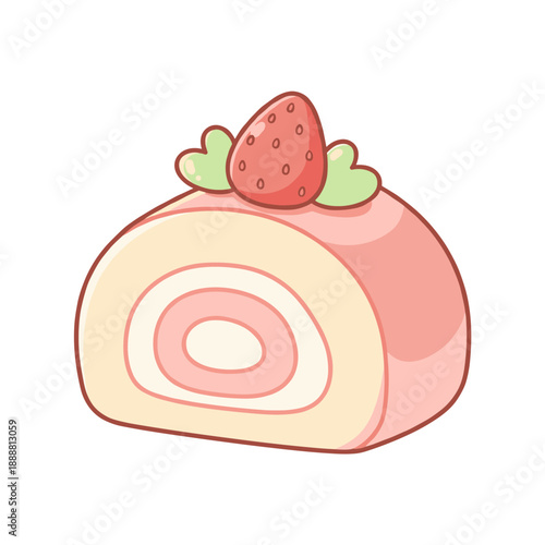 Cute Strawberry Swiss Roll Dessert