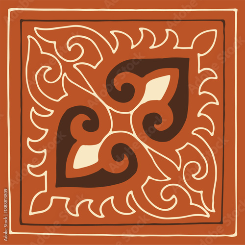 Ethnic patterns. Traditions of nomads, Kazakh steppes, Asian Mongolian Caucasus