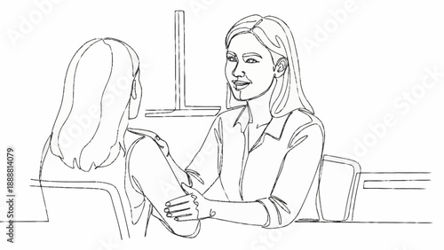 Two women talking and comforting each other in a professional setting.