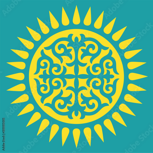 Ethnic patterns. Traditions of nomads, Kazakh steppes, Asian Mongolian Caucasus