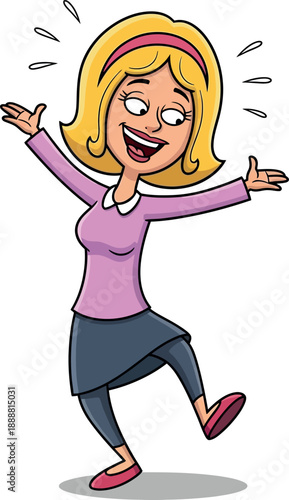 Happy woman with arms outstretched in excitement