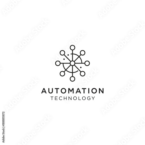 A futuristic automation technology concept featuring interconnected nodes and lines in a circular pattern symbolizing advanced technology