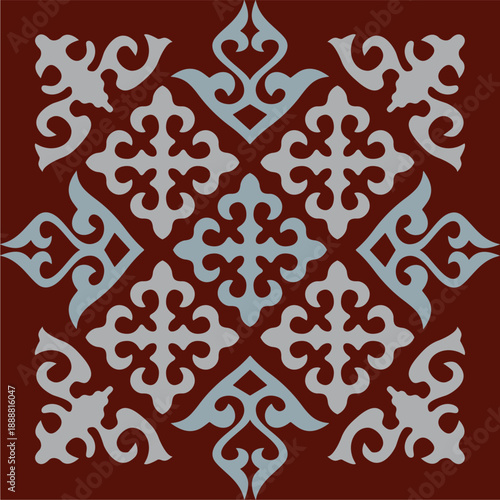 Ethnic patterns. Traditions of nomads, Kazakh steppes, Asian Mongolian Caucasus