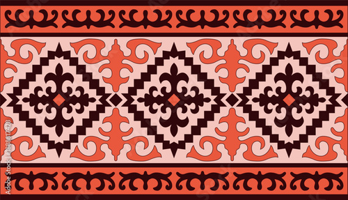 Ethnic patterns. Traditions of nomads, Kazakh steppes, Asian Mongolian Caucasus