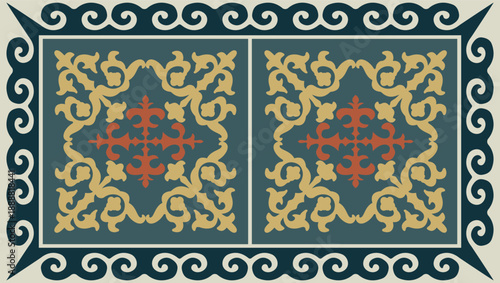 Ethnic patterns. Traditions of nomads, Kazakh steppes, Asian Mongolian Caucasus