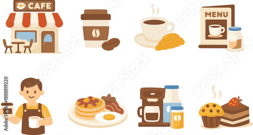 Coffee Shop and Breakfast Icons