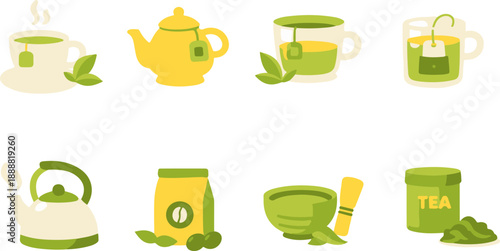 Green Tea and Herbal Drink Icons
