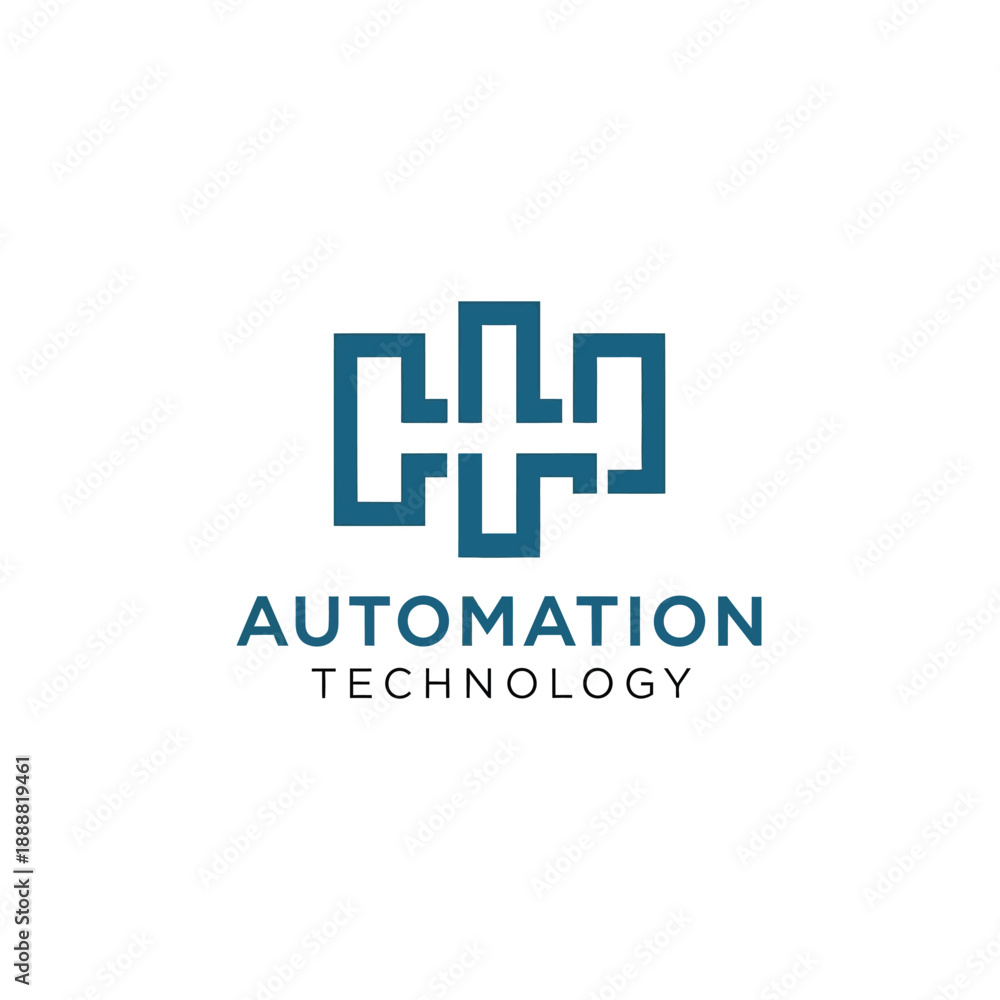 Obraz premium Modern Automation Technology Logo Design with Interconnected Elements Representing Innovation and Efficiency in a Corporate Setting