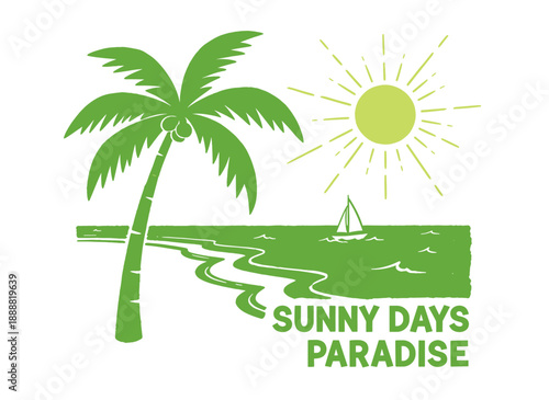 Beach vibes artwork for t shirt, poster, sticker. Summer good vibes. Paradise t shirt graphics design, typography slogan on palm trees background