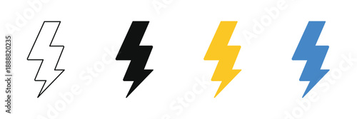 lightning bolt icon set. electricity symbol. lightning  bolt icon. vector illustration.