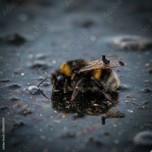 Bee Struggling in Water Concept