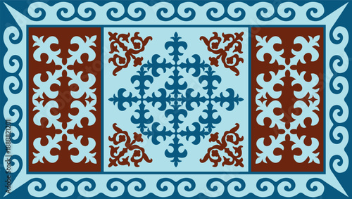 Ethnic patterns. Traditions of nomads, Kazakh steppes, Asian Mongolian Caucasus