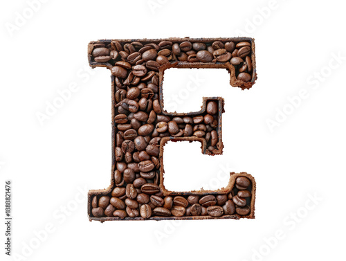 Letter E Made of Coffee Beans