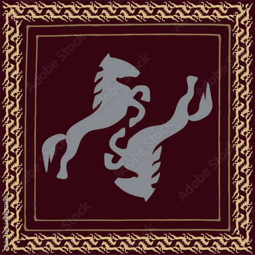 Ethnic patterns. Traditions of nomads, Kazakh steppes, Asian Mongolian Caucasus