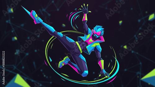 Dancer in Neon Motion with Lights.