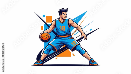 Basketball Player in Action Illustration.