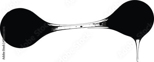 Fluid droplets connected by filament, viscous liquid tension, surface dynamics, scientific concept, flat vector