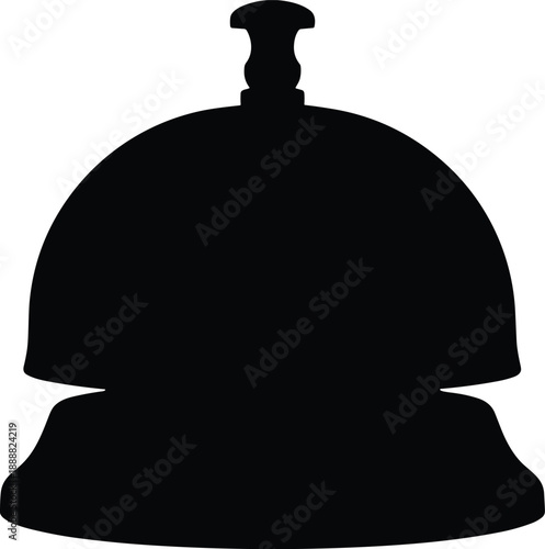 Service bell silhouette, hotel reception icon, customer alert symbol, hospitality desk, flat vector
