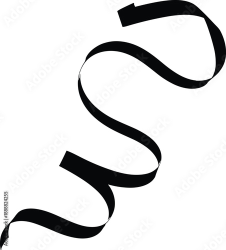 Twisting ribbon silhouette, flowing curve design, elegant graphic element, serpentine shape, flat vector