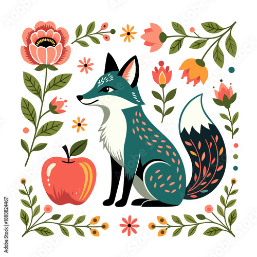 Fox and flowers