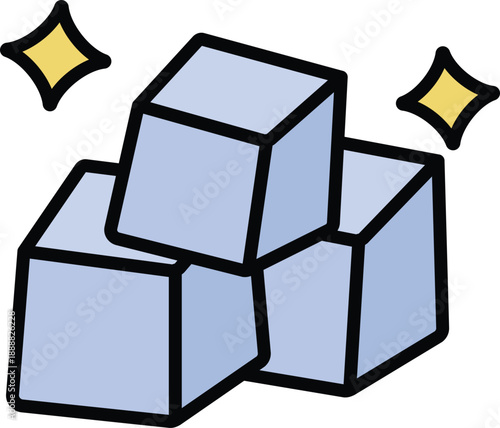 Sparkling blue ice cubes looking fresh