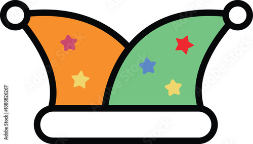 Colorful jester hat with star patterns