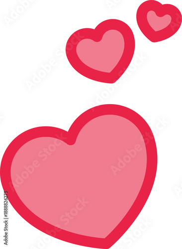 Three pink hearts floating in air