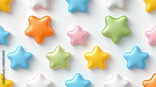Whimsical starshaped sweets spread across plain background emphasizing celebratory themes