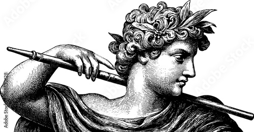 Allegorical figure symbolizing craftsmanship in vintage silhouette design for artistic use