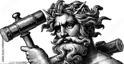 Allegorical figure of craftsmanship holding a hammer - vintage engraved illustration for design